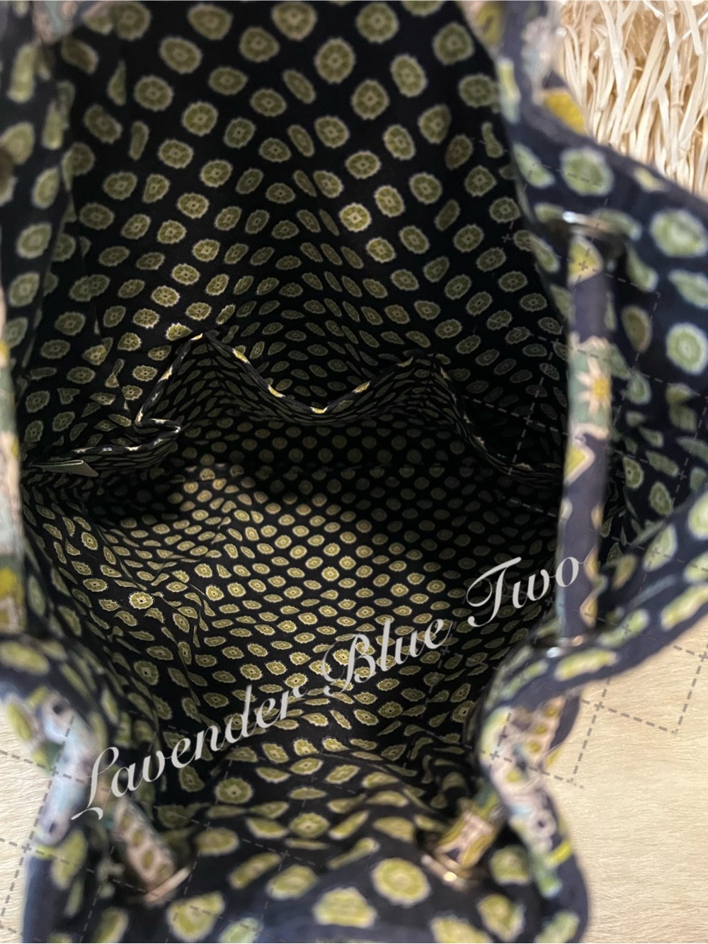 Vintage VERA BRADLEY Cambridge 2007 Drawstring Zipper Front Backpack Y2K Green - Picture 10 of 12